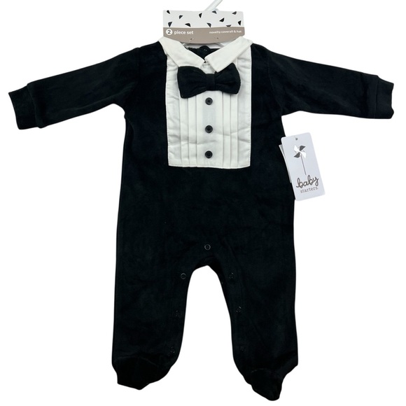 Baby Starters Other - Baby Starters Black & White Tuxedo One-Piece with Bow